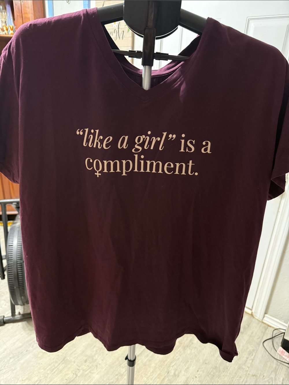 "Like a Girl" V-Neck Graphic Tee - Plum